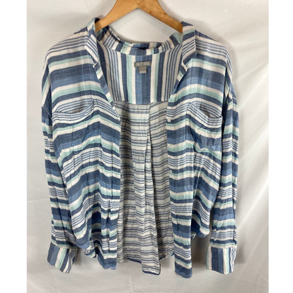 Falls Creek Striped Button Down Shirt Size Large